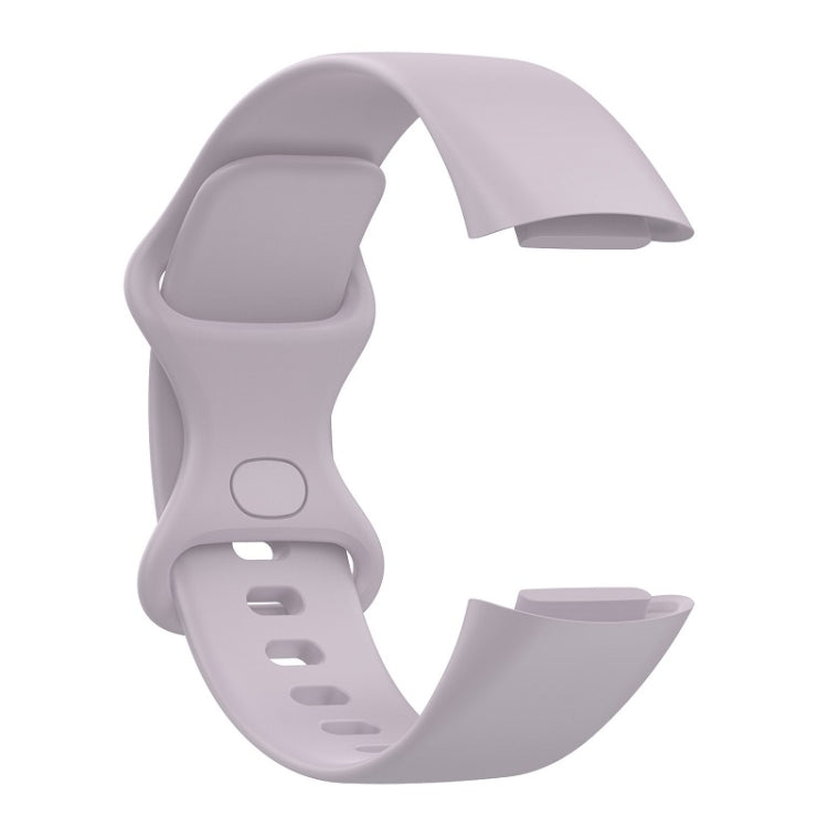 For Fitbit Charge 6 Solid Color Butterfly Buckle Silicone Watch Band, Size:L Size(Light Purple) - Watch Bands by buy2fix | Online Shopping UK | buy2fix