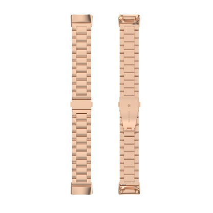 For Fitbit Charge 6 Three Beads Stainless Steel Metal Watch Band(Rose Gold) - Watch Bands by buy2fix | Online Shopping UK | buy2fix