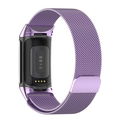 For Fitbit Charge 6 Milan Magnetic Metal Steel Mesh Watch Band(Purple) - Watch Bands by buy2fix | Online Shopping UK | buy2fix