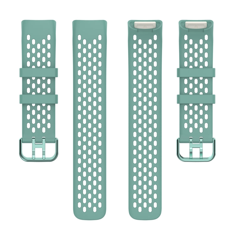 For Fitbit Charge 6 Solid Color Breathable Sports Silicone Watch Band(Pine Green) - Watch Bands by buy2fix | Online Shopping UK | buy2fix