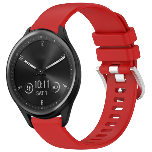 For Garmin Vivomove Sport Liquid Glossy Silver Buckle Silicone Watch Band(Red) - Watch Bands by buy2fix | Online Shopping UK | buy2fix