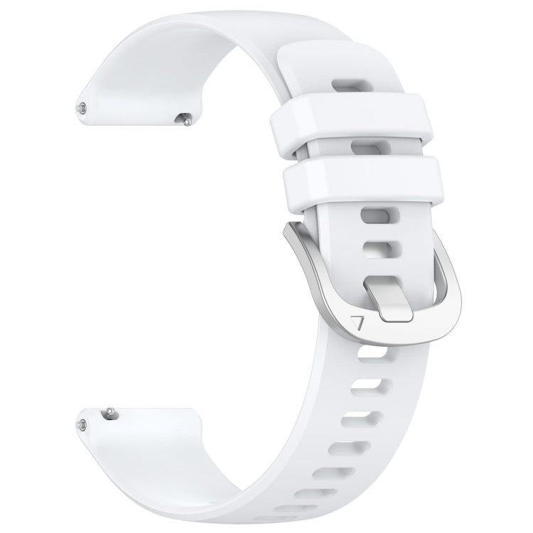 For Garmin Forerunner 645 / 645 Music Liquid Glossy Silver Buckle Silicone Watch Band(White) - Watch Bands by buy2fix | Online Shopping UK | buy2fix