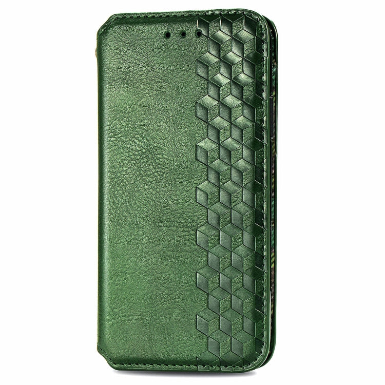 For Xiaomi Redmi Note 12 Pro 5G Cubic Grid Pressed Magnetic Leather Phone Case(Green) - Xiaomi Cases by buy2fix | Online Shopping UK | buy2fix