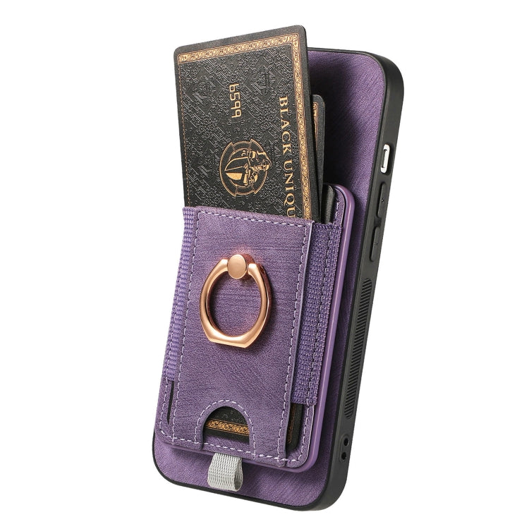 For iPhone 16 Pro Retro Splitable Magnetic Card Bag Leather Phone Case(Purple) - iPhone 16 Pro Cases by buy2fix | Online Shopping UK | buy2fix