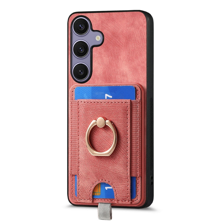 For Samsung Galaxy S25 Ultra 5G Retro Splitable Magnetic Card Bag Leather Phone Case(Pink) - Galaxy Phone Cases by buy2fix | Online Shopping UK | buy2fix