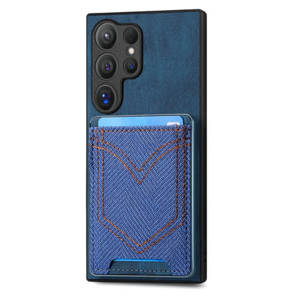 For Samsung Galaxy S25 Ultra 5G Denim Texture Leather Skin Phone Case with Card Slot(Blue) - Galaxy S25 Ultra 5G Cases by buy2fix | Online Shopping UK | buy2fix