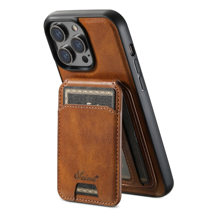 For iPhone 12 Pro Max Suteni H15 MagSafe Oil Eax Leather Detachable Wallet Back Phone Case(Brown) - iPhone 12 Pro Max Cases by Suteni | Online Shopping UK | buy2fix