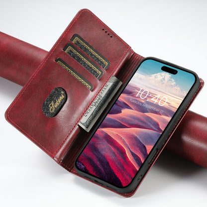 For iPhone 16 Pro Max Suteni J02 Oil Wax Wallet Leather Phone Case(Red) - iPhone 16 Pro Max Cases by Suteni | Online Shopping UK | buy2fix