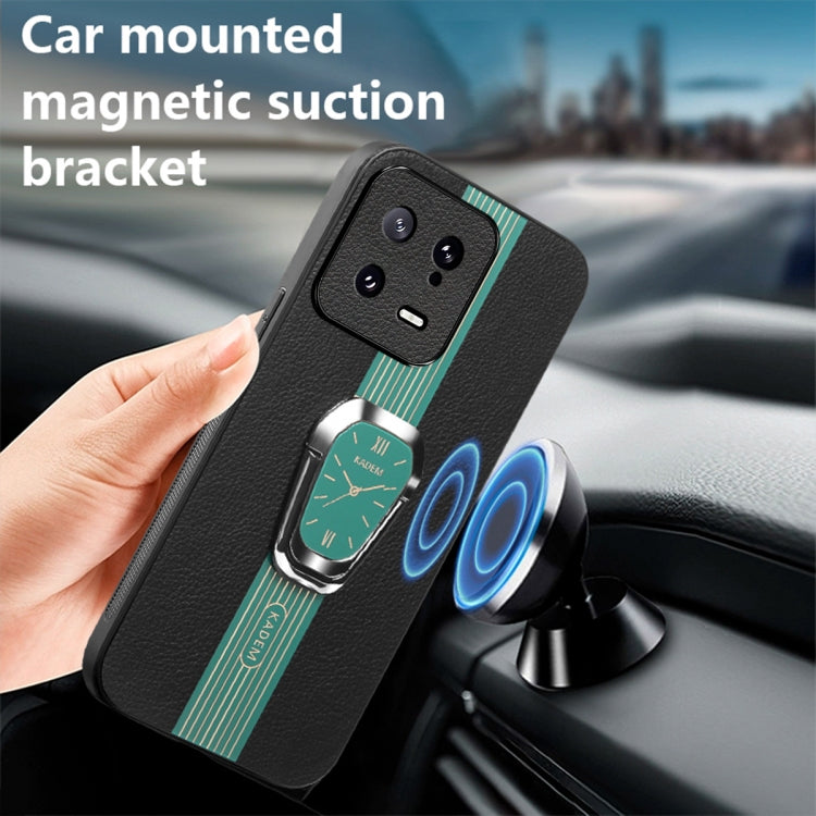 For Xiaomi 13 Magnetic Litchi Leather Back Phone Case with Holder(Green) - 13 Cases by buy2fix | Online Shopping UK | buy2fix