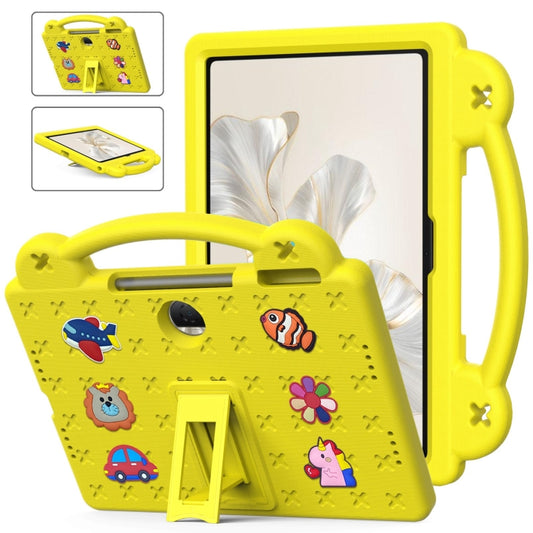 For Honor Pad 9 2023 12.1 Handle Kickstand Children EVA Shockproof Tablet Case(Yellow) - Honor by buy2fix | Online Shopping UK | buy2fix