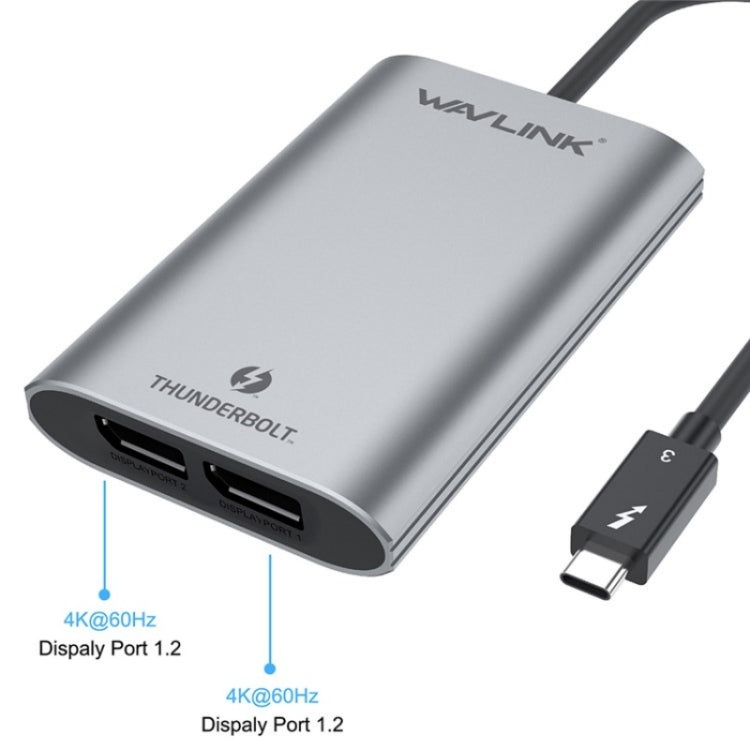 WAVLINK WL-UTA02D Thunderbolt 3 to Dual DisplayPort Adapter Converter Support 4K / 60Hz -  by WAVLINK | Online Shopping UK | buy2fix