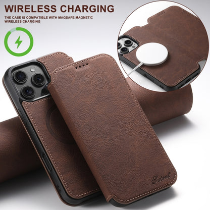 For iPhone 16 Pro Suteni J06 Retro Matte Litchi Texture Leather MagSafe Phone Case(Brown) - iPhone 16 Pro Cases by Suteni | Online Shopping UK | buy2fix