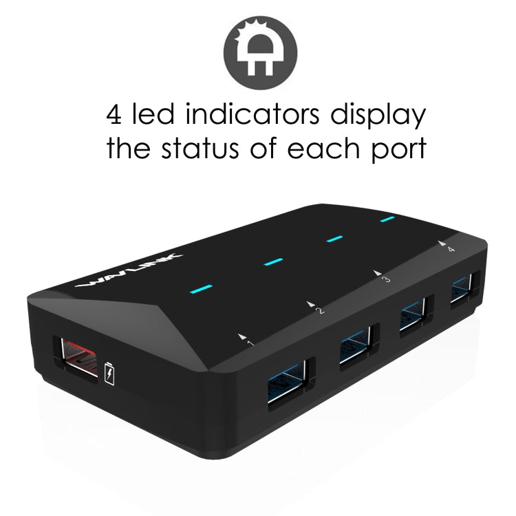 WAVLINK WL-UH3042P1 2.4A Fast Charging Adapter for Keyboard Mouse 4-Port USB3.0 HUB(EU Plug) - USB 3.0 HUB by WAVLINK | Online Shopping UK | buy2fix