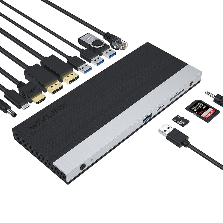 WAVLINK WL-UMD01 USB3.0 Splitter Docking Station Gigabit Ethernet / DP / HD Cable Converter(UK Plug) - USB 3.0 HUB by WAVLINK | Online Shopping UK | buy2fix