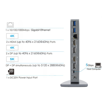 WAVLINK WL-UG69DK7 Laptops Type-C Universal Desktop Docking Station Aluminum Alloy HUB Adapter(US Plug) - USB HUB by WAVLINK | Online Shopping UK | buy2fix