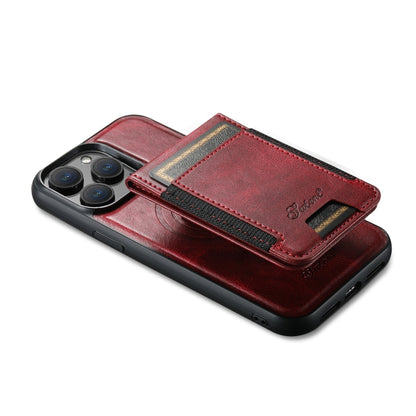 For iPhone 15 Suteni H17 Oil Eax Leather MagSafe Detachable Wallet Phone Case(Red) - iPhone 15 Cases by Suteni | Online Shopping UK | buy2fix