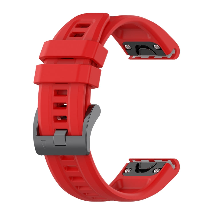 For Garmin Quatix 7 Pro Solid Color Black Buckle Silicone Quick Release Watch Band(Red) - Watch Bands by buy2fix | Online Shopping UK | buy2fix