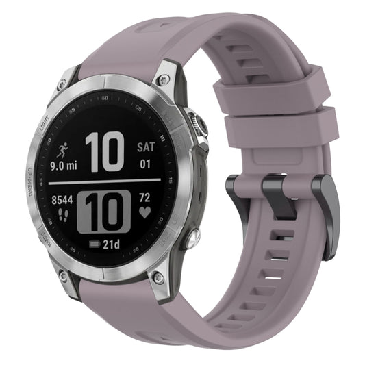 For Garmin Fenix 7 Pro Solid Color Black Buckle Silicone Quick Release Watch Band(Purple) - Watch Bands by buy2fix | Online Shopping UK | buy2fix