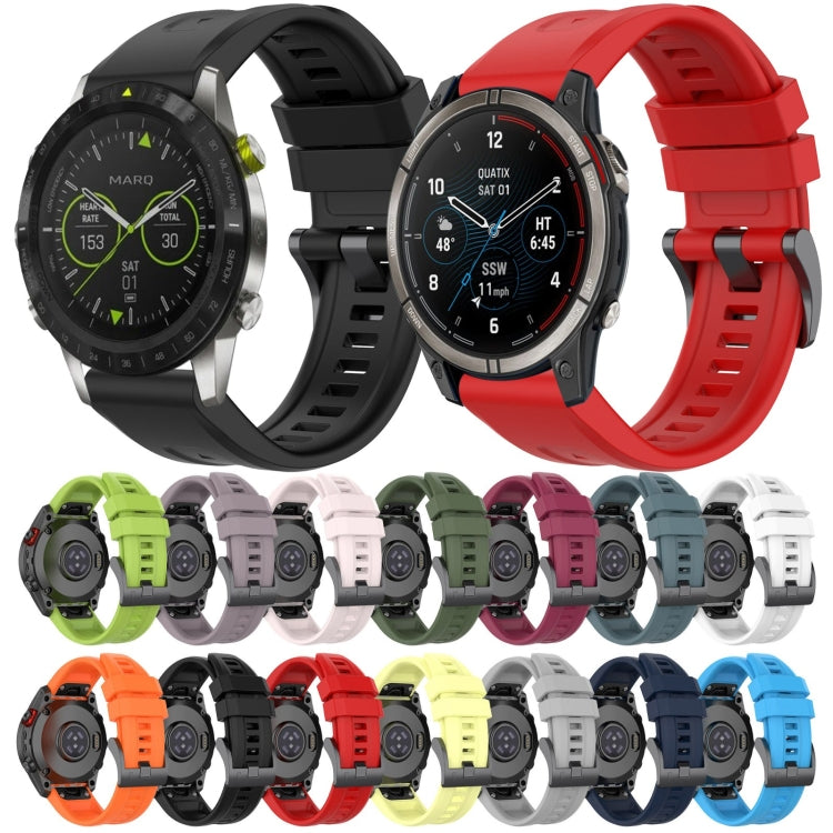 For Garmin Fenix 7 Pro Solid Color Black Buckle Silicone Quick Release Watch Band(Orange) - Watch Bands by buy2fix | Online Shopping UK | buy2fix