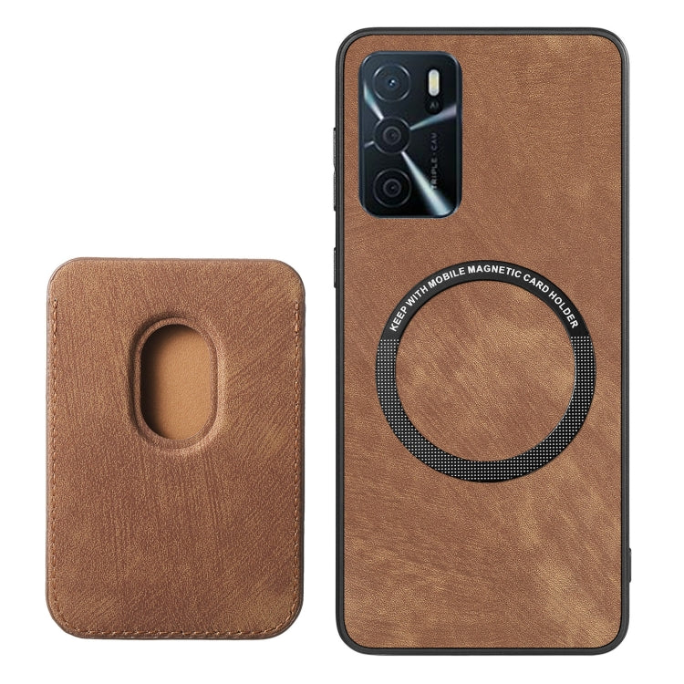 For OPPO A58 4G Retro Leather Card Bag Magnetic Phone Case(Brown) - OPPO Cases by buy2fix | Online Shopping UK | buy2fix