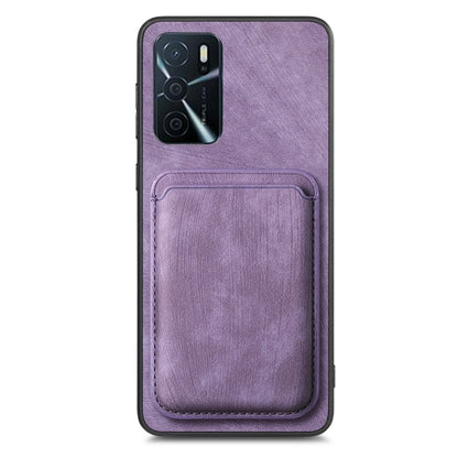 For OPPO Reno9 5G Retro Leather Card Bag Magnetic Phone Case(Purple) - OPPO Cases by buy2fix | Online Shopping UK | buy2fix