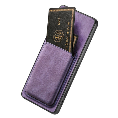 For OPPO Reno9 5G Retro Leather Card Bag Magnetic Phone Case(Purple) - OPPO Cases by buy2fix | Online Shopping UK | buy2fix