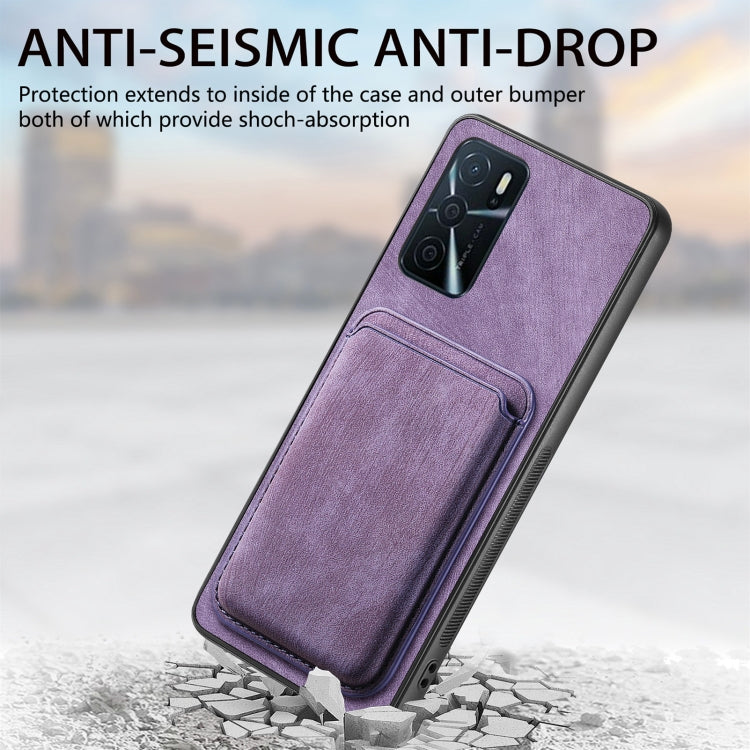 For OPPO Reno6 Z Retro Leather Card Bag Magnetic Phone Case(Purple) - OPPO Cases by buy2fix | Online Shopping UK | buy2fix