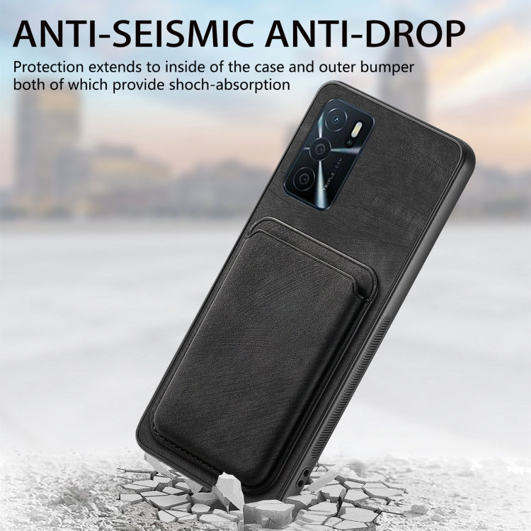 For OPPO A16 Retro Leather Card Bag Magnetic Phone Case(Black) - OPPO Cases by buy2fix | Online Shopping UK | buy2fix