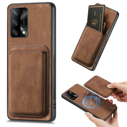 For OPPO F19 Retro Leather Card Bag Magnetic Phone Case(Brown) - OPPO Cases by buy2fix | Online Shopping UK | buy2fix