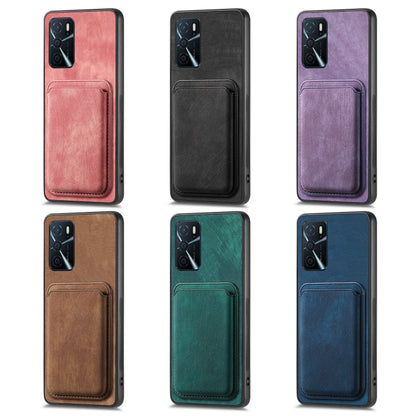 For OPPO A1 5G Retro Leather Card Bag Magnetic Phone Case(Black) - OPPO Cases by buy2fix | Online Shopping UK | buy2fix