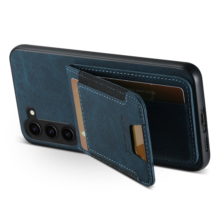 For Samsuny Galaxy S23+ 5G Suteni H03 Litchi Leather Card Bag Stand Back Phone Case(Blue) - Galaxy S23+ 5G Cases by Suteni | Online Shopping UK | buy2fix