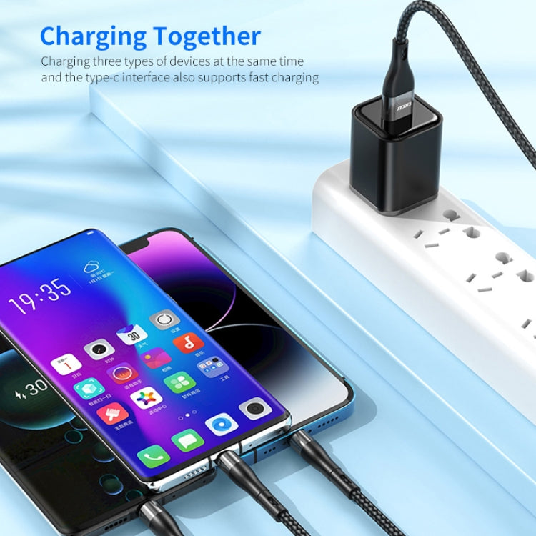 ENKAY 6-in-1 5A USB + Type-C to Type-C / 8 Pin / Micro USB Multifunction Fast Charging Cable, Cable Length:1.3m(Purple) - Multifunction Cable by ENKAY | Online Shopping UK | buy2fix