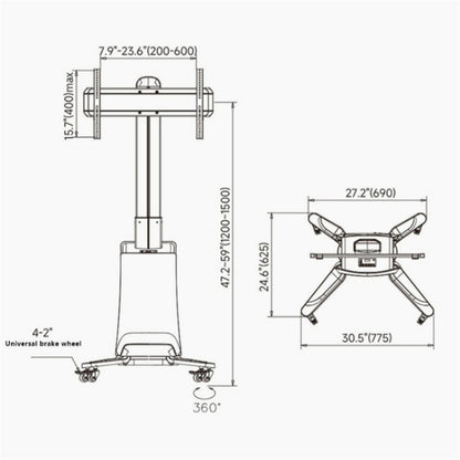 NB G85 55-85 inch TV Electric Remote Control Mobile Cart TV Floor Stand For Samsung / Hisense(AU Plug) - TV Brackets & Mounts by buy2fix | Online Shopping UK | buy2fix