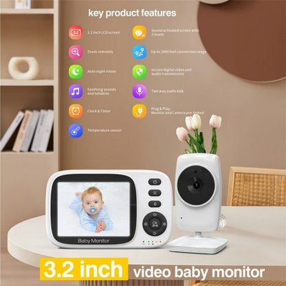 MC632A 2 Way Voice Talk Temperature Monitoring Baby Camera 3.2 inch Screen Baby Monitor(US Plug) - Baby Monitor by buy2fix | Online Shopping UK | buy2fix