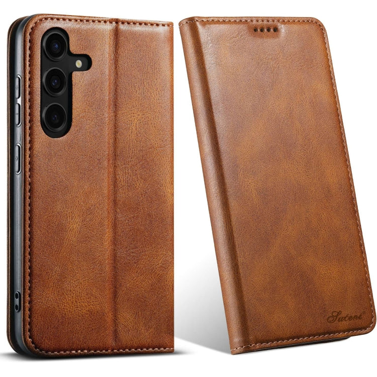 For Samsung Galaxy S24+ 5G Suteni J02 Oil Wax Wallet Leather Phone Case(Brown) - Galaxy S24+ 5G Cases by Suteni | Online Shopping UK | buy2fix