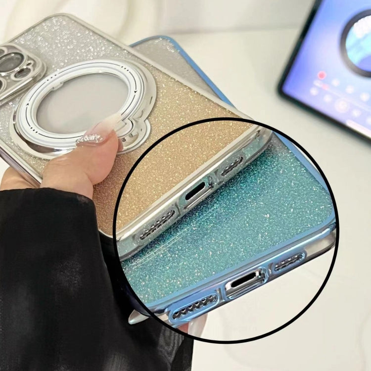 For iPhone 15 Rotation MagSafe Holder Gradient Glitter TPU Phone Case(Cangling) - iPhone 15 Cases by buy2fix | Online Shopping UK | buy2fix