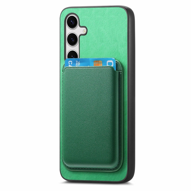 For Samsung Galaxy S25 5G Retro Magsafe Card Bag PU Back Cover Phone Case(Green) - Galaxy S25 5G Cases by buy2fix | Online Shopping UK | buy2fix