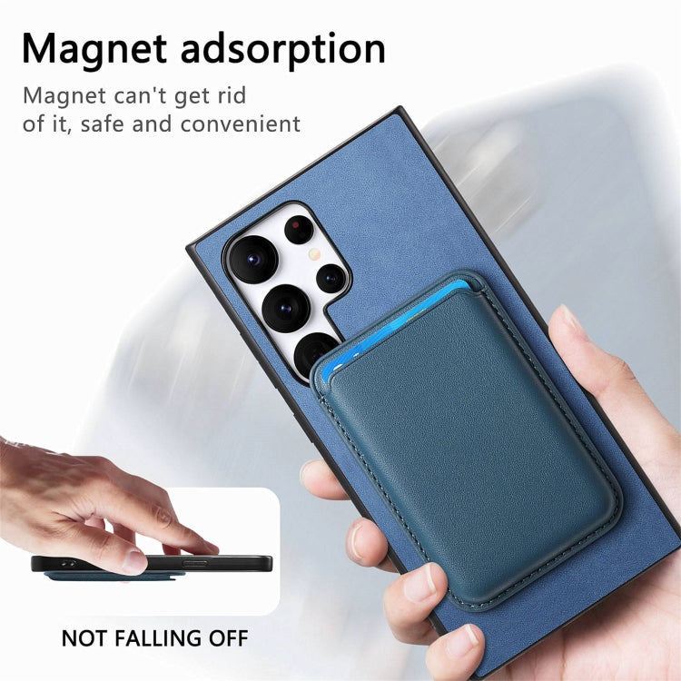 For Samsung Galaxy S25 Ultra 5G Retro Magsafe Card Bag PU Back Cover Phone Case(Blue) - Galaxy S25 Ultra 5G Cases by buy2fix | Online Shopping UK | buy2fix