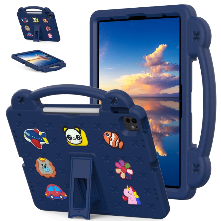 For iPad Air 13 2024 Handle Kickstand Children EVA Shockproof Tablet Case(Navy Blue) - iPad Air 13 2024 Cases by buy2fix | Online Shopping UK | buy2fix