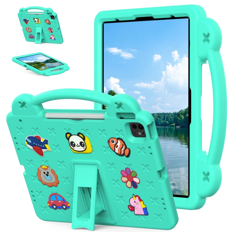 For iPad Pro 13 2024 Handle Kickstand Children EVA Shockproof Tablet Case(Mint Green) - iPad Pro 13 2024 Cases by buy2fix | Online Shopping UK | buy2fix