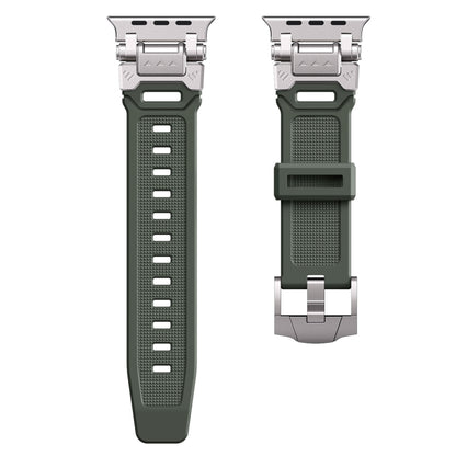 For Apple Watch SE 2023 44mm Silicone Armor Mecha Head Watch Band(Green) - Watch Bands by buy2fix | Online Shopping UK | buy2fix