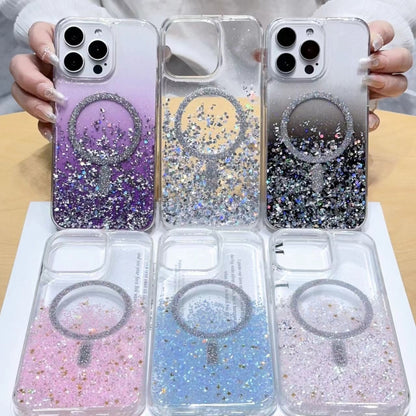 For iPhone 12 Pro Max Gradient Glitter MagSafe PC Hybrid TPU Phone Case(Gradient Purple) - iPhone 12 Pro Max Cases by buy2fix | Online Shopping UK | buy2fix