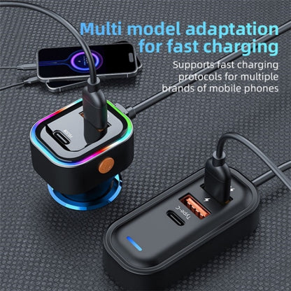 K5 3 USB Fast Charging Car Charger 66W Extension Cord Design 5 Ports Charging Adapter - Car Charger by buy2fix | Online Shopping UK | buy2fix