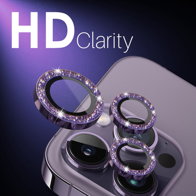 For iPhone 15 Pro / 15 Pro Max NORTHJO 2 Set 6pcs Camera Lens Protector Glitter Metal Ring Film(Purple) - iPhone 15 Pro Max Tempered Glass by NORTHJO | Online Shopping UK | buy2fix