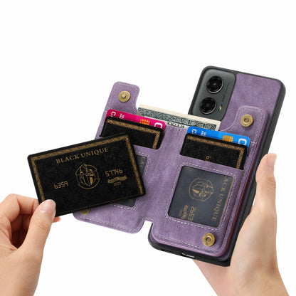 For Motorola Moto G 2024 Retro Leather Zipper Wallet Back Phone Case(Purple) - Motorola Cases by buy2fix | Online Shopping UK | buy2fix