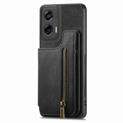 For Motorola G Stylus 5G 2024 Retro Leather Zipper Wallet Back Phone Case(Black) - Motorola Cases by buy2fix | Online Shopping UK | buy2fix