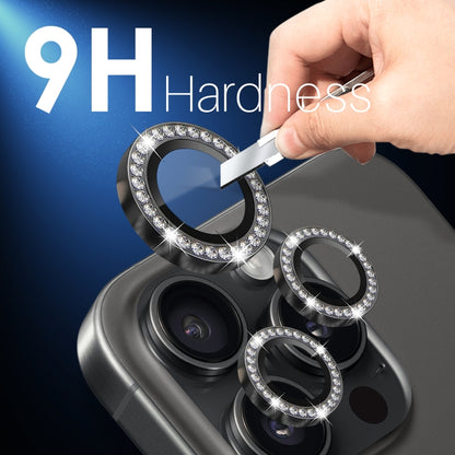 For iPhone 15 Pro / 15 Pro Max NORTHJO 2 Set 6Pcs Camera Lens Protector Diamond Metal Ring Film(Graphite) - iPhone 15 Pro Max Tempered Glass by NORTHJO | Online Shopping UK | buy2fix