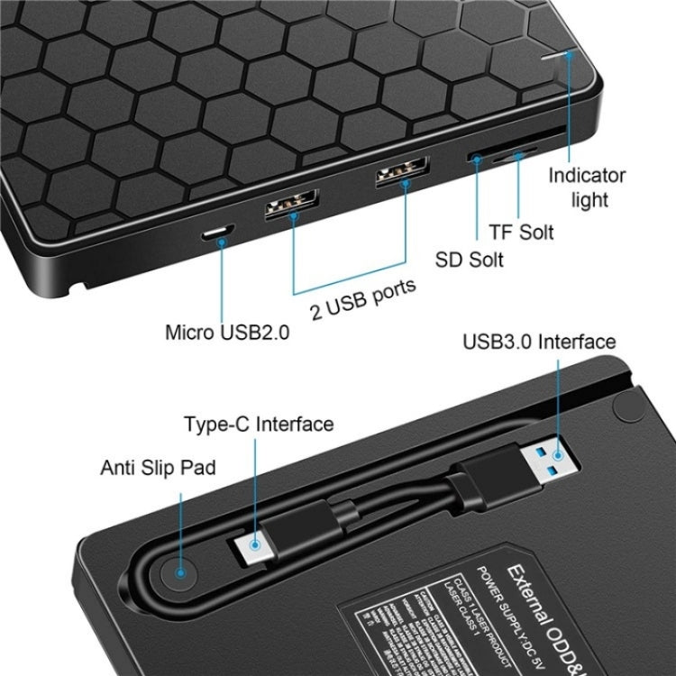 042  Football Pattern USB3.0 / Type-C Computer Laptop External Optical Drive Burner DVD Burner - Rewritable Drive by buy2fix | Online Shopping UK | buy2fix