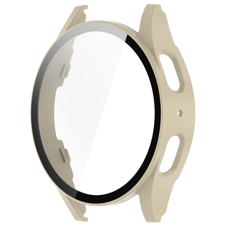 For Samsung Galaxy Watch 7 44mm PC+Tempered Film Integrated Waterproof Watch Protective Case(Ivory) - Watch Cases by buy2fix | Online Shopping UK | buy2fix