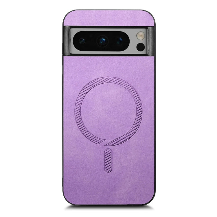 For Google Pixel 9 Pro XL Retro Magsafe Magnetic PU Back Cover Phone Case(Purple) - Google Cases by buy2fix | Online Shopping UK | buy2fix